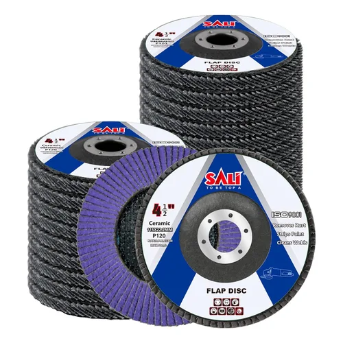 Vista 9 de Sali Paquete de 10 Discos de Aleta de Cerámica Grano 40 de 4.5" x 7/8 Pulgadas Disco de Lijado Tipo Bisel #29 Grado Premium e Industrial Amoladora