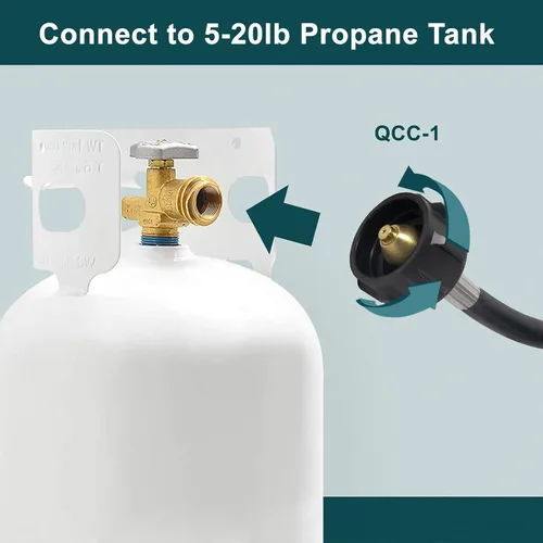 Vista 10 de GASPRO Kit adaptador de repuesto de tanque de propano de 1 libra, manguera de 3 pies con válvula de cierre de seguridad, llena fácilmente botellas