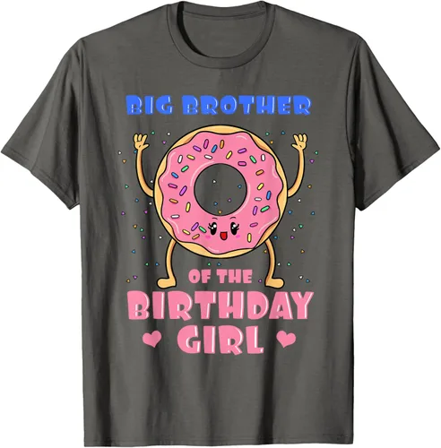 Vista 89 de Big Brother Of The Birthday Girl Donut Bday Party Bro Sib Camiseta, Negro, S