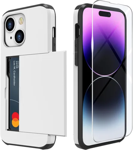 Vista 12 de ZUSLAB Funda con ranura para tarjetero compatible con Apple iPhone 15 de 6.1 pulgadas 2023, funda tipo cartera para teléfono con 1 protector de Negro