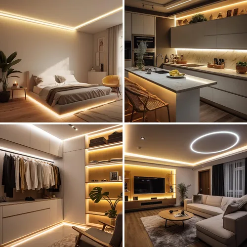 Vista 6 de AXMOTUT Tira de luces LED COB inteligentes de 9.84 pies, 24 V blanco cálido 2700 K, tiras de luz LED regulables, cinta de luz LED de alto brillo