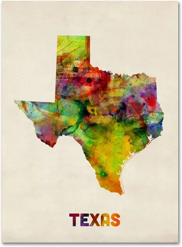 Vista 12 de Trademark Fine Art Lienzo decorativo para pared, diseño de mapa de Texas de Michael Tompsett, 18 x 24 pulgadas