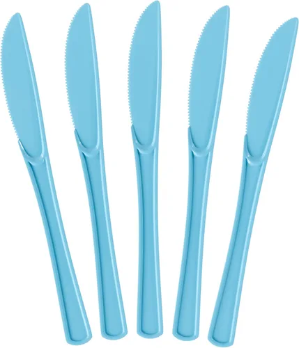 Vista 18 de Exquisite Cuchillos de plástico negro, 50 piezas, cuchillos negros, utensilios desechables, juego de cubiertos de plástico resistente