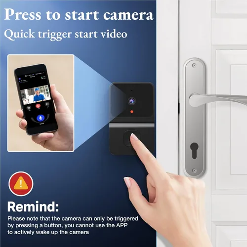 Vista 5 de Timbre de video 1080P, cámara de 2.4G con timbre, visión nocturna, lente gran angular HD, almacenamiento en la nube, audio de 2 vías, cámara