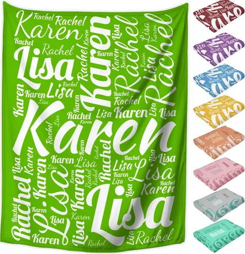 Vista 38 de Manta personalizada con nombre, mantas de franela personalizadas para bebés, niños y adultos con nombre, regalo de Navidad, cumpleaños, día de San