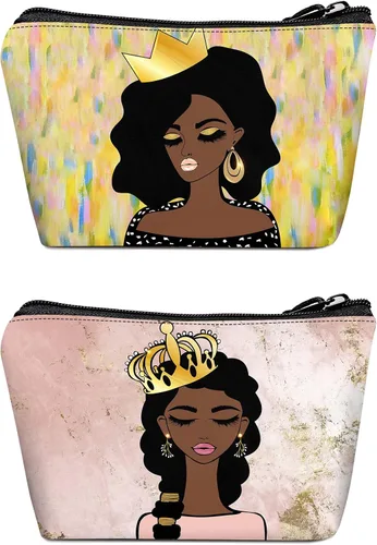 Vista 11 de Bolsa de maquillaje Melanin para mujer, bolsa de cosméticos impresa portátil, bolsa de aseo de viaje, bolsa organizadora de maquillaje para mujeres