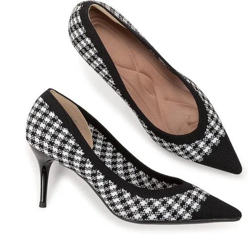 Vista 6 de LYTIYO Zapatos de tacón bajo con punta puntiaguda para mujer