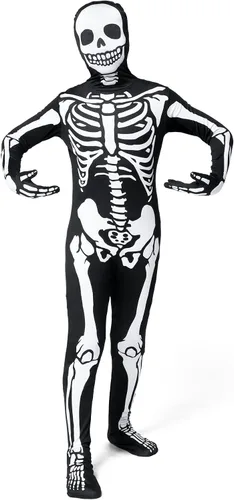 Vista 8 de Spooktacular Creations Disfraz de esqueleto para niños overol de esqueleto aterrador fiestas de disfraces de Halloween fiesta temática del día