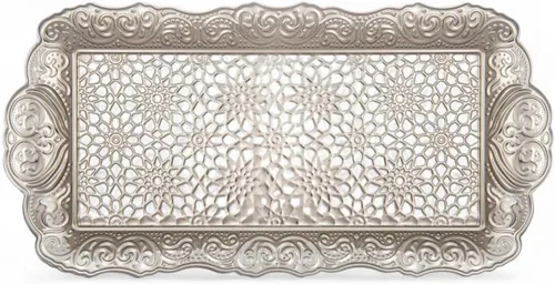 Vista 10 de Alisveristime Bandeja pequeña de metal ornamentado para servir – Bandeja decorativa con motivo otomano (14.2 x 7.1 pulgadas, 10.8 onzas)