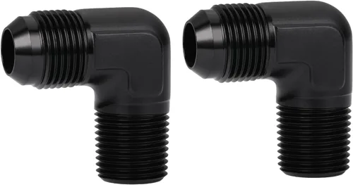 Vista 54 de 3AN macho Flare a 1/4 NPT tubo macho 90 grados codo adaptador unión aluminio negro