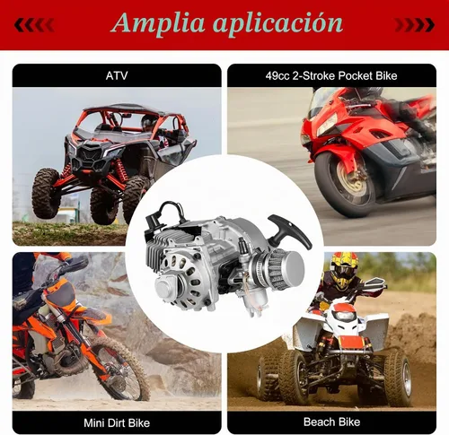 Vista 8 de Kit de motor de 2 tiempos de 49 cc, motor de arranque manual mini para mini bicicleta de bolsillo, mini bicicleta de tierra, ATV o patinete