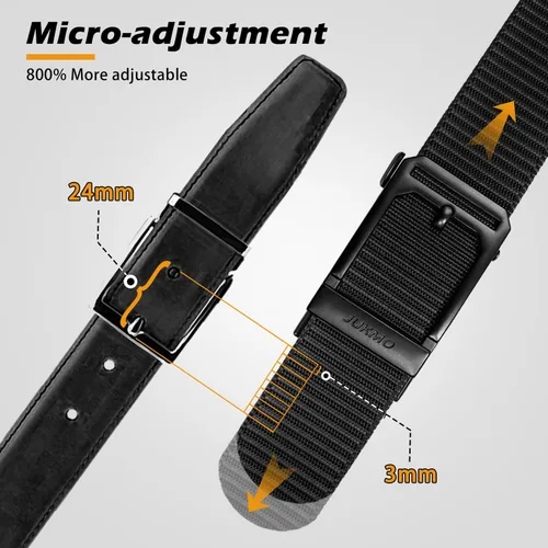 Vista 3 de JUKMO Cinturón táctico de trinquete para hombre, cinturón de trabajo de correa de nailon de 1.5" con hebilla deslizante automática, ajustable