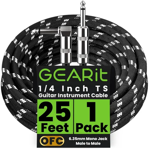 Vista 21 de GEARit Cable de instrumento de audio (10 pies) en ángulo recto a recto de 1/4 de pulgada macho a macho para cable AMP, base y guitarra eléctrica