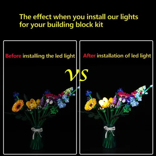 Vista 2 de Kyglaring Kit de luces LED compatible con Lego Set 10313, accesorios de iluminación compatibles con iconos de ramo de flores silvestres, solo luces