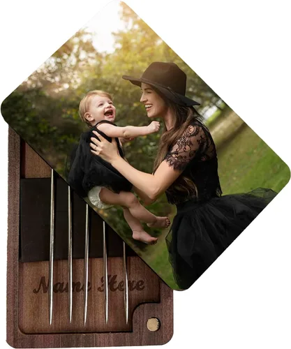 Vista 5 de Estuche de agujas personalizado con nombre, soporte para agujas de fotos, regalo de almacenamiento de costura para mamá, esposa, abuela (nombre)