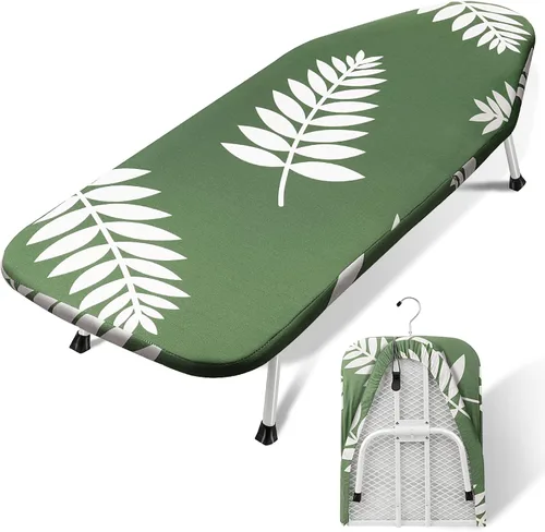 Vista 23 de SheeChung Tabla de Planchar Pequeña de Mesa 32" L x 12" A, Tabla de Planchar Plegable con Descanso para Plancha, Base de Metal de Malla, Funda
