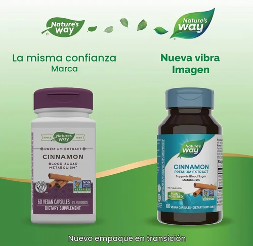Vista 3 de Nature's Way Extracto premium de canela estandarizado al 8% de flavonoides 60 Vcaps (paquete de 2)