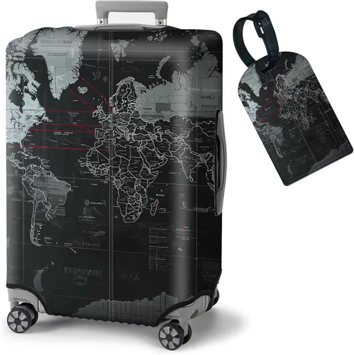 Vista 16 de FUYOCWE Fundas de equipaje para maleta, aprobadas por la TSA, protector elástico lavable para maleta, se adapta a accesorios de viaje de 19 a 32