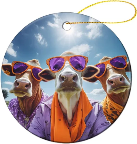 Vista 13 de Adorno navideño de caballos de granja, regalo para amantes de los caballos, de porcelana de doble cara, adorno de 3 pulgadas para árbol de Navidad