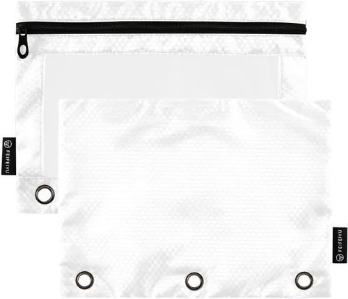 Vista 31 de Gredecor Estuche para lápices con 3 anillos con cremallera negra, paquete de 2 unidades, organizador de carpetas transparentes para ventana escolar