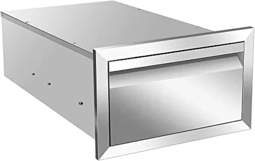 Vista 9 de Cajones de cocina para exteriores, cajones de barbacoa de montaje empotrado estilo marco de caja con mango de acero inoxidable, cajones de isla