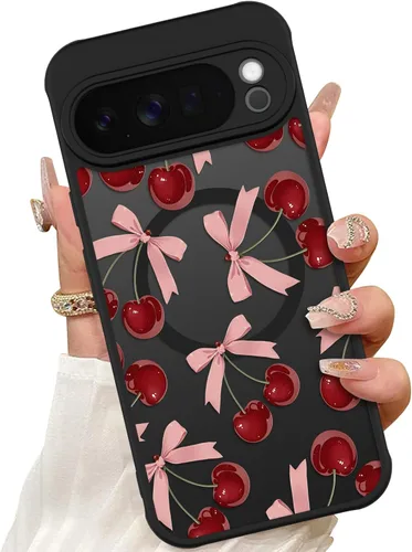 Vista 27 de ZIYE Funda magnética para Google Pixel 9 Pro XL de 6.8 pulgadas [compatible con MagSafe] funda de policarbonato duro y TPU suave con flor de cerezo