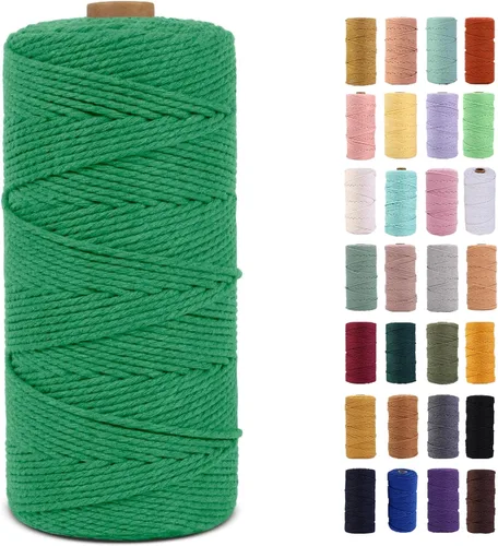 Vista 63 de Cuerda de macramé azul aire de 0.079 in x 220 yardas, cuerda de algodón colorido de algodón suave para colgar en la pared, colgadores de plantas