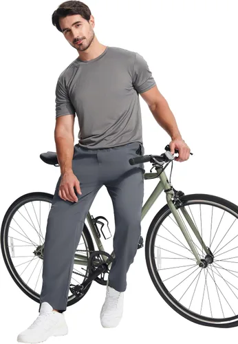 Vista 6 de Hebepol Pantalones de senderismo ligeros para hombre, de secado rápido, pantalones deportivos de pesca, correr, entrenamiento, 3 bolsillos