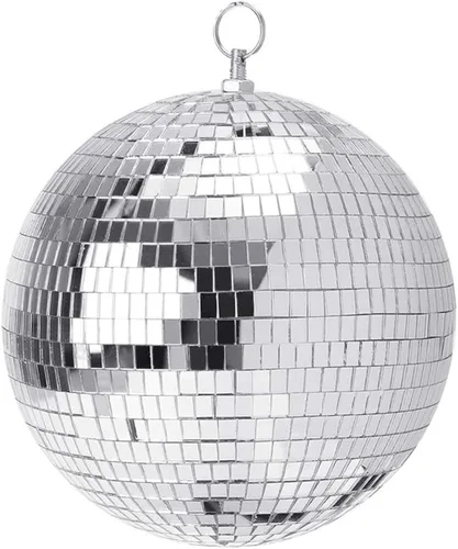 Vista 6 de Boshen Bola de espejo de discoteca de 6 pulgadas con anillo para colgar, luz de bola de discoteca plateada para fiesta, Navidad, DJ, escenario