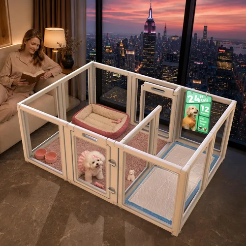 Vista 51 de FXW AuraSpace - Cerca acrílica para perros pequeños, para interiores, 24 pulgadas, 2 paneles, incluye 1 puerta y 1 panel, color negro