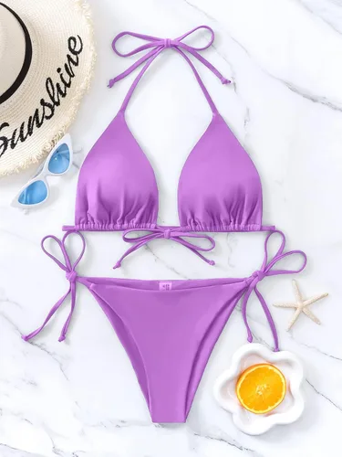 Vista 79 de Rajputana Conjunto de bikini para mujer, traje de baño brasileño de dos piezas con tanga