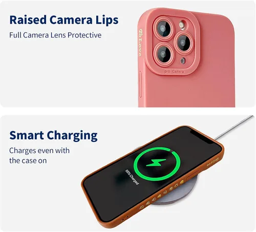 Vista 5 de ankofave Funda para iPhone 11 Pro Max para mujeres y niñas, bonita funda chapada en oro con doble corazón, suave, a prueba de golpes, funda Rosado