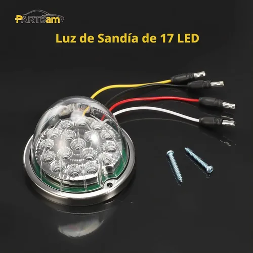 Vista 2 de Partsam 1 luz de sandía de doble revolución, ámbar 17 luces LED intermitente/marcador a luz auxiliar azul, luces subterráneas compatibles con ámbar