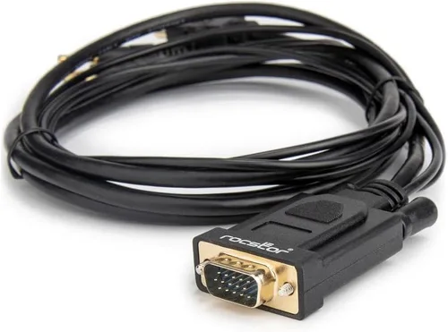 Vista 3 de Rocstor Cable convertidor VGA a HDMI de 6 pies con soporte de alimentación y audio M/M, compatible con computadoras, PC, computadora de escritorio