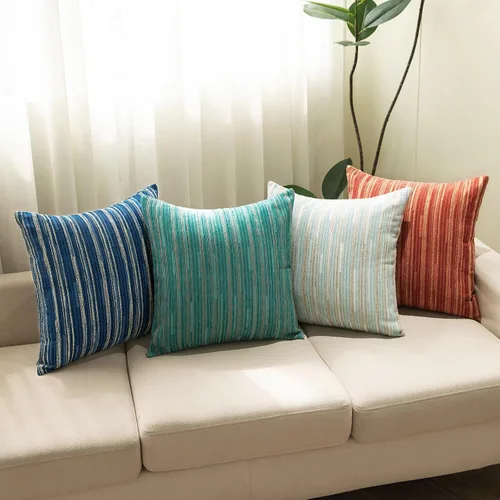 Vista 6 de Yeiotsy Fundas de almohada azules, paquete de 2, fundas de almohada decorativas a rayas bohemias para sofá, decoración del hogar