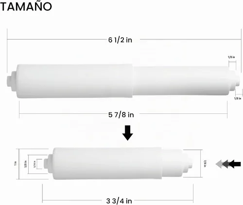 Vista 2 de Paquete de 2 varillas de repuesto de rodillo con resorte para papel higiénico blanco