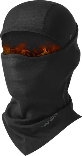 Vista 11 de YANIKY Pasamontañas de invierno para hombres y mujeres, máscara facial Negro