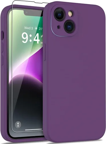 Vista 35 de DEENAKIN Funda compatible con iPhone 14 Plus con protector de pantalla, funda mejorada para cámara, goma de gel de silicona suave probada contra