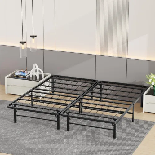 Vista 9 de BestMassage Marco de cama individual Metal Láminas de acero resistentes con 6 patas Resistente, plegable, no necesita somier Fácil