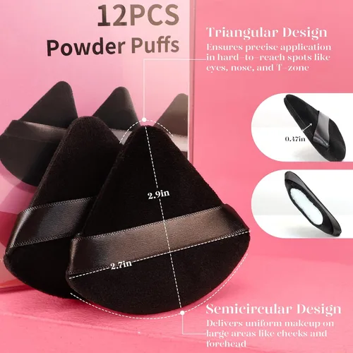 Vista 3 de BEAKEY Juego de 2 esponjas de maquillaje patentadas triangulares de 12 piezas y Flat Duo