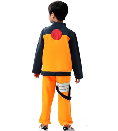Vista 3 de JIAJIAMIN Disfraz completo de Uzumaki de Halloween para niños, con cremallera, chaquetas y pantalones, para niños de 3 a 12 años