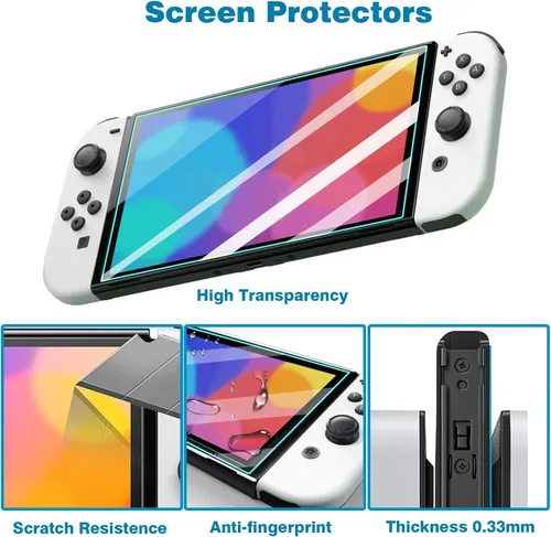 Vista 5 de TIKOdirect Carrying Case for Switch OLED Model 2021, Accessories Kit with Clear Protective Cover, Screen Protectors, Thumb Grip Caps and USB