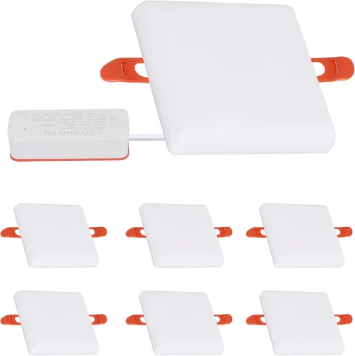 Vista 9 de DELIPOP Paquete de 6 luces LED empotrables cuadradas de 4.72 pulgadas, 6500 K ultra delgada sin marco, luz de techo de panel delgado de 20 W