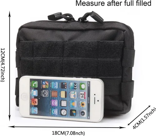 Vista 3 de MOLLE Pouches - Paquete de 2 bolsas tácticas compactas resistentes al agua para dispositivos utilitarios EDC bolsa