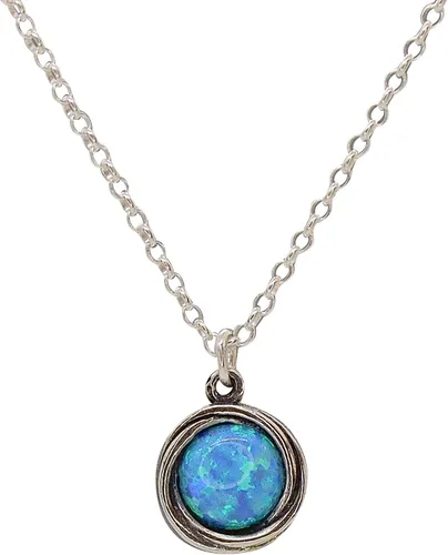 Vista 9 de Colgante de collar de ópalo, collar de ópalo azul de plata esterlina 925 para mujeres y niñas, colgante de piedra minimalista, collar de ópalo