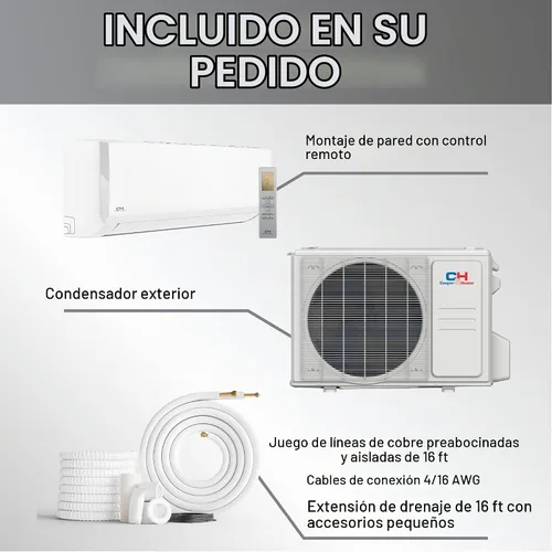 Vista 5 de Cooper & Hunter Serie Olivia, 9.000 BTU, 230V, 24 SEER2, Sistema de aire acondicionado/calefacción Mini Split sin conductos, inversor de zona única