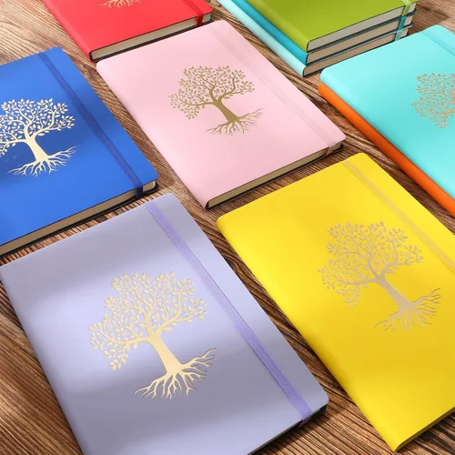 Vista 5 de Dispowreath Paquete de 10 cuadernos rayados de cuero A5 de tapa dura para escribir, 200 páginas, 10 colores, bloc de notas para viajes, trabajo