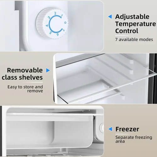 Vista 3 de Antarctic Star - Refrigerador compacto mini con congelador, puerta reversible única, refrigerador para dormitorio, estante de alambre, botón
