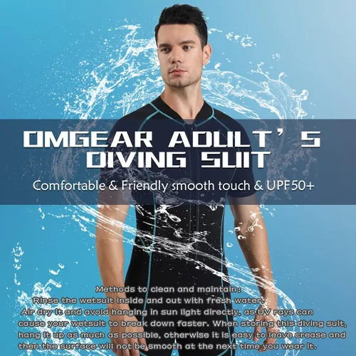 Vista 4 de Traje de neopreno OMGear para buceo de 2 mm y 3 mm para hombres y mujeres, traje de neopreno térmico de cuerpo corto/completo para adultos, traje