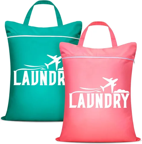 Vista 12 de 2 piezas de bolsas grandes de viaje para lavandería - Bolsa húmeda impermeable lavable para ropa sucia, traje de baño, entrenamiento, gimnasio